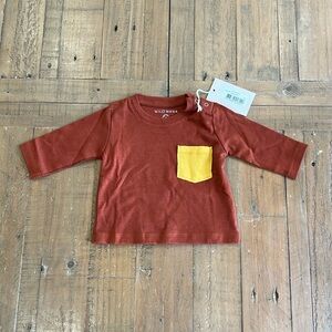 Wild Wawa rust long sleeve pocket tee nwt